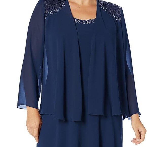 Embellished Tiered Mother of The Bride Gown with Jacket - Picture 1 of 8
